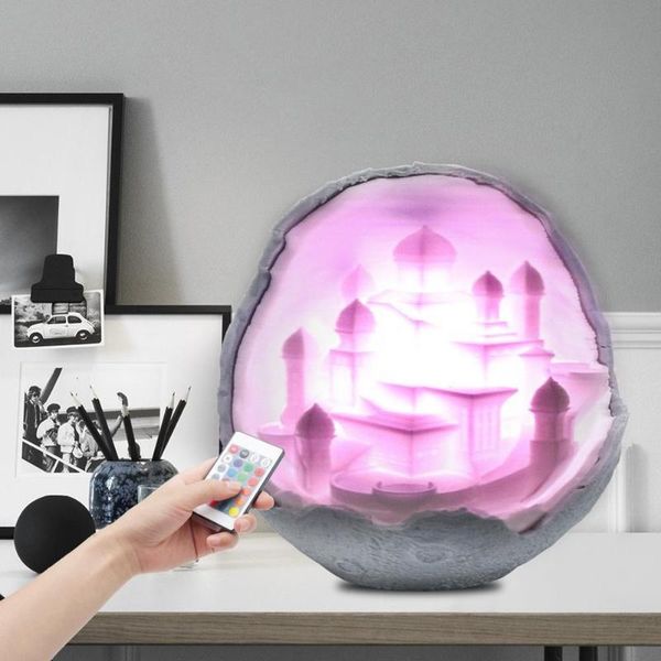 

3d print starry castle night light 16 colors led night light remote control led lamp gifts decoration light
