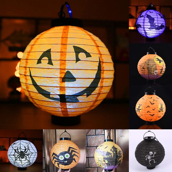 

halloween decoration led paper pumpkin hanging lantern light lamp 8 styles halloween decorations for home horror lantern supplies dhl jy448