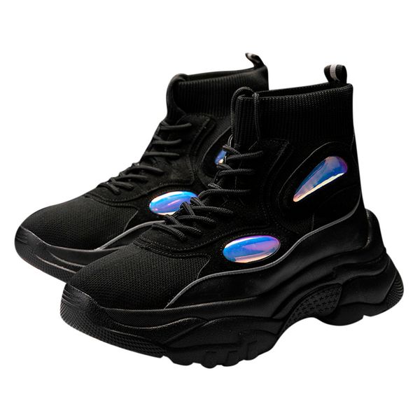 

autumn new women chunky sneakers high-black mesh sock shoes lace-up ladies platform casual shoes botas mujer