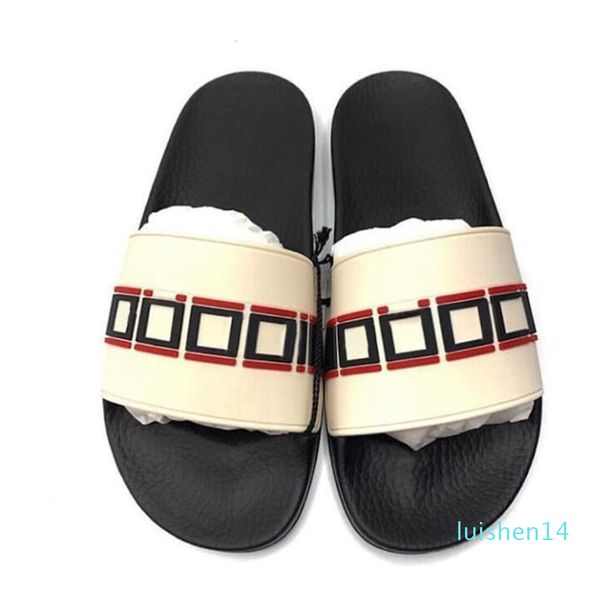 

designer rubber slides slippers women sandal floral brocade men slipper gear bottoms flip flops women striped beach causal slipper l14, Black