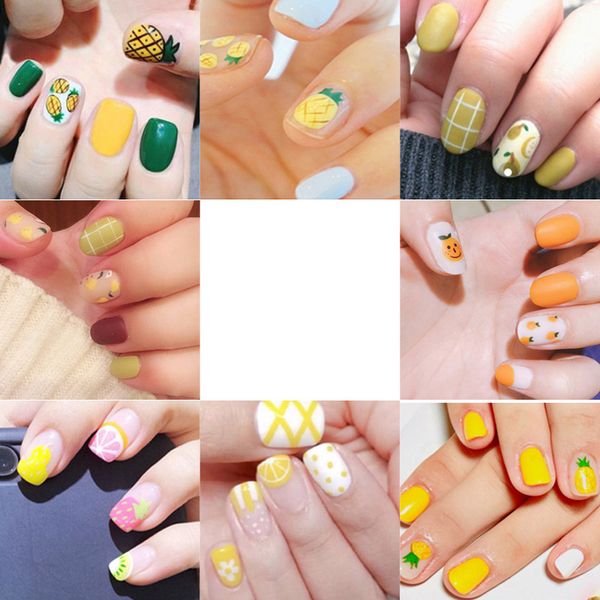 

1pcs nail decal sticker fruit pineapple watermelon lemon pattern beauty nail sticker manicure design water transfer art, Black