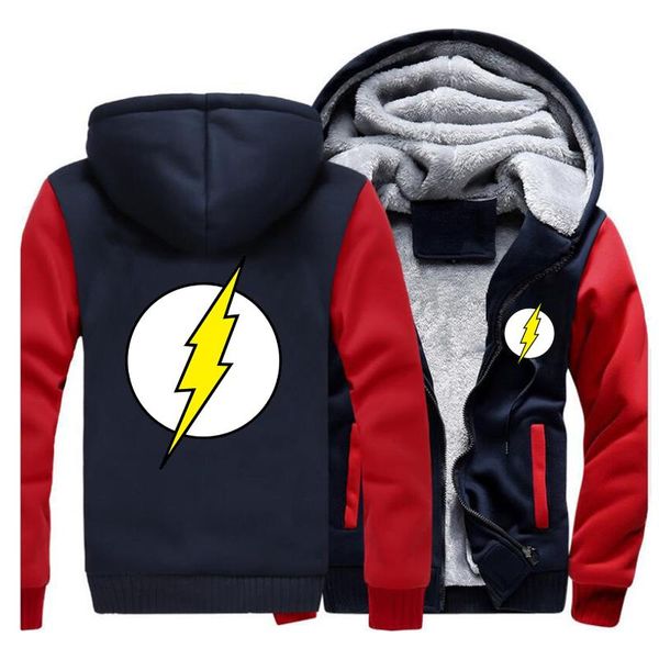 

the big bang theory thicken zipper jacket hoodies men fashion the flash hoodie outwear mens casual fleece sportswear streetwear, Black