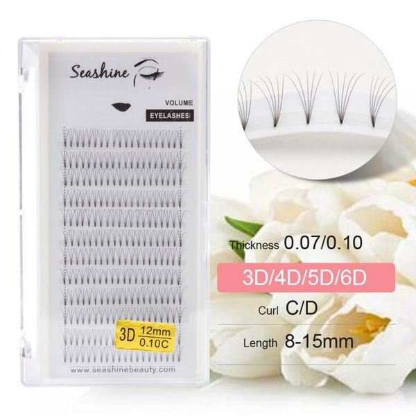 

seashine short stem premade volume fans 3d/4d/5d/6d lash russian volume eyelash extensions faux mink pre-made lash-extension