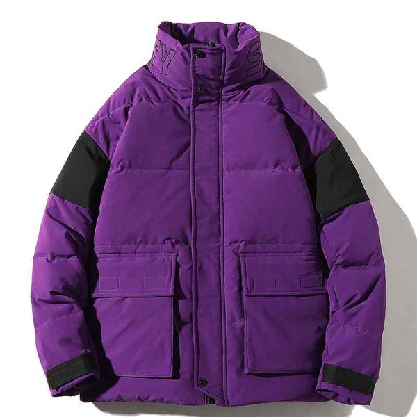 

men's winter parkas casual windbreaker warm thick down coat fashion outdoor stand collar jackets fashion streetwear parkas size m-3xl l, Black