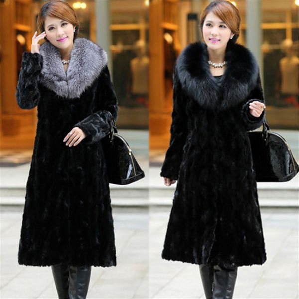 

winter warm long coat black overwear fur & faux fur women 2019 new casual long sleeve office lady fake coat fourrure femme