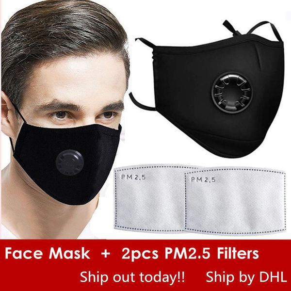 

Бесплатная доставка DHL повторно используемые маски для лица анти-пыль, дым, открытый, крытый регулируемая многоразовая защита с 2 PM2.5 фильтрами маска для рта для женщин человек