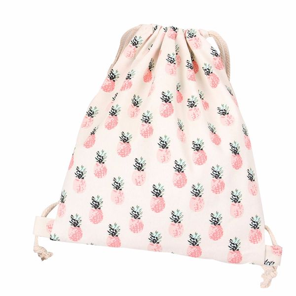 

sleeper #5001 2018 women pineapple drawstring beam port shopping bag rucksack travel supply printed design new drop shipping