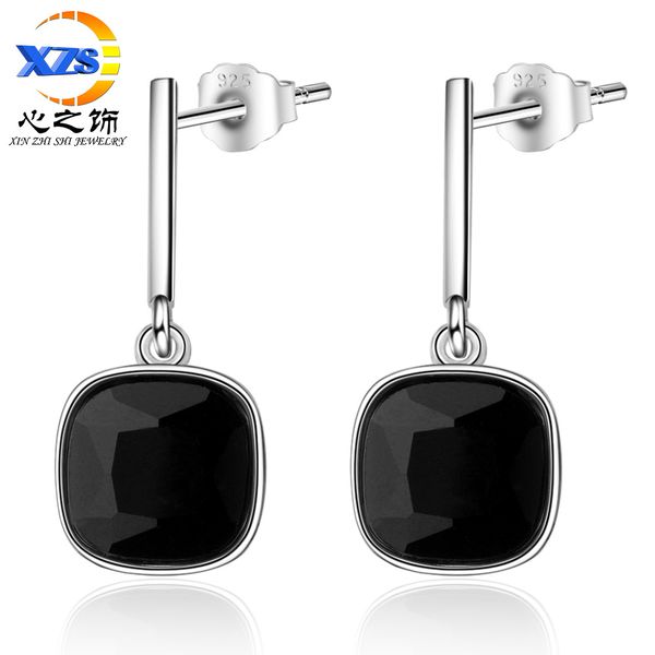 

korean-style personality simple square stud earrings womens long drop earrings cold wind ear jewelry, Golden
