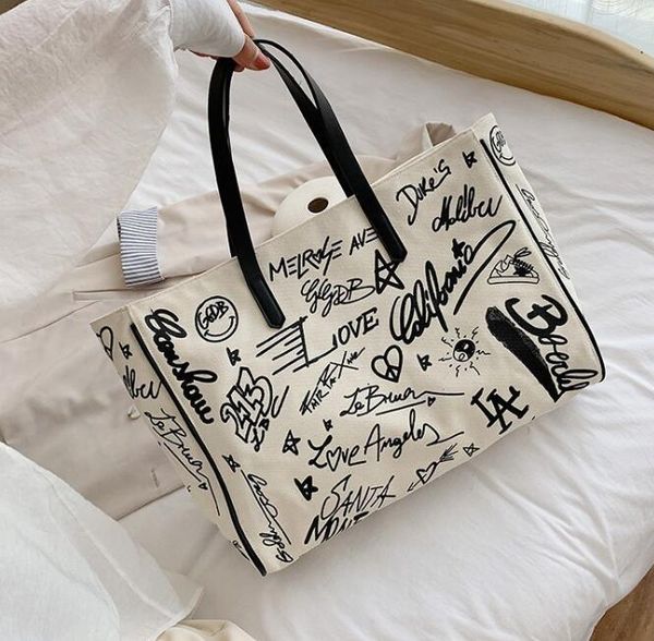 

graffiti canvas bag women men cross-body large capacity fashion handbags lady shipping totes shoulder bags
