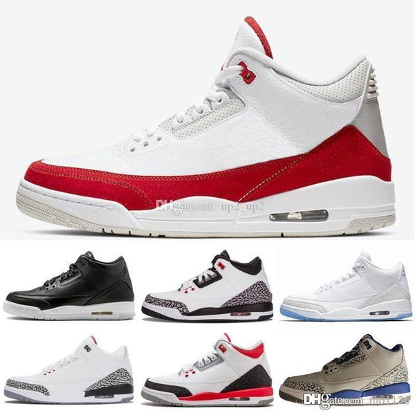 

2019 new jumpman 3 3s outdoor shoes blue cyber monday fire red wolf grey black cement wool sports sneaker size 7-13