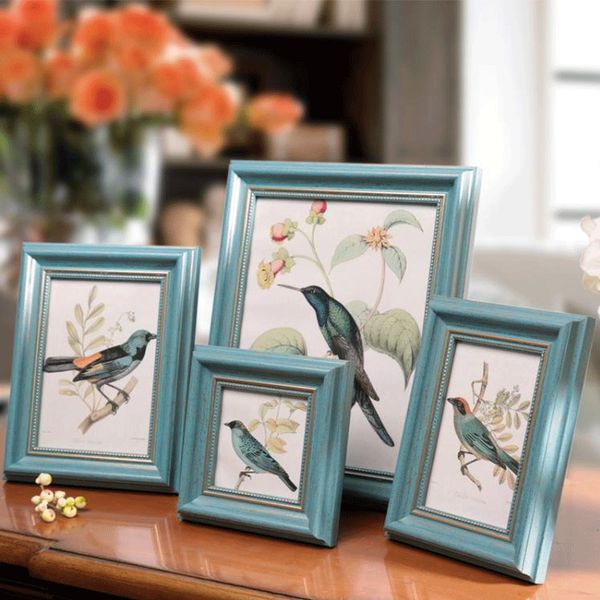 

4pcs/set white/ black/ blue/coffee 4color europe style frame on table home decoation p picture frames with 4 size