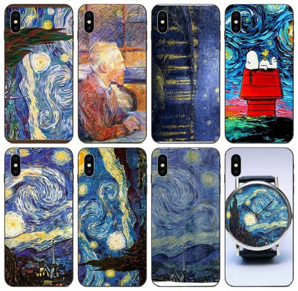 

tongtrade] cartoon lovers sweetheart vintage van gogh starry night case for iphone 11 pro max x xs 6s 5s 5c 5 galaxy m30 m40 huawei y7 case