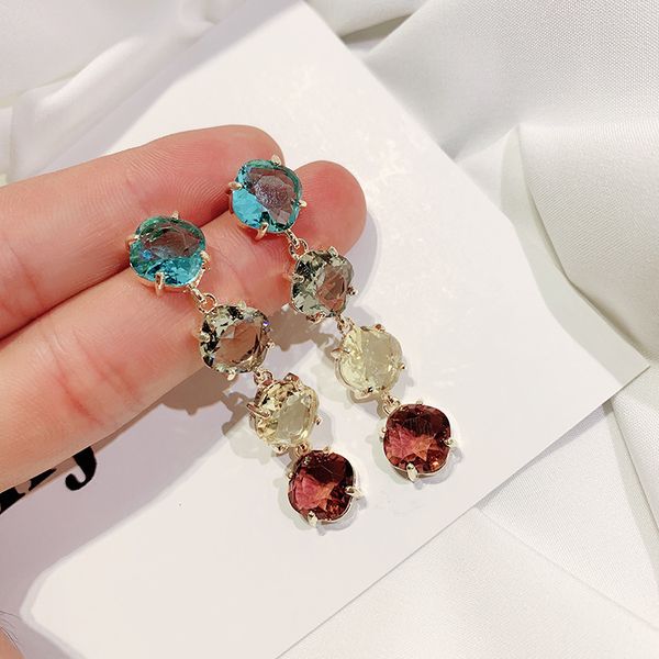 

2019 fashion jewelry luxury color crystal earrings wedding party earrings for girls gift for woman, Silver