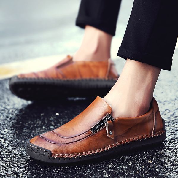 

summer large size handmade moccosins men's shoes genuine leather korean-style trend men's casual shoes leather versatile d, Black
