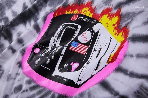 

neck short sleeve mens fashion mens tees travis scott astroworld tour tie-dyed mens tshirts summer round, White;black