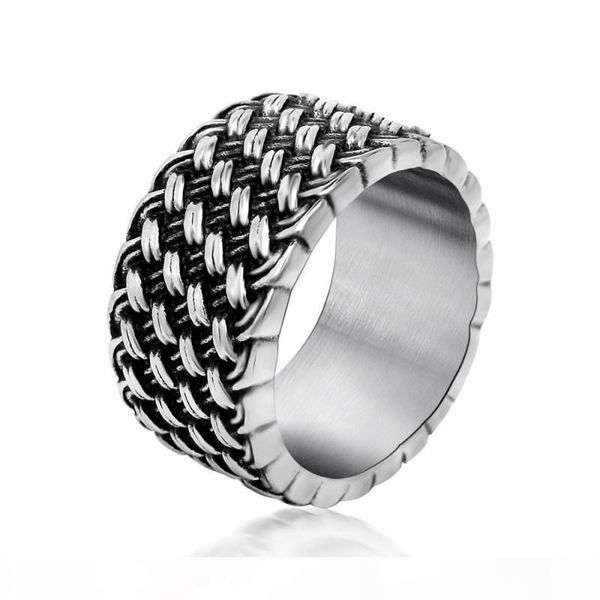 

titanium steel ring retro love intertwined ring retro knitting men 's individuality dominance rings factory direct, Silver