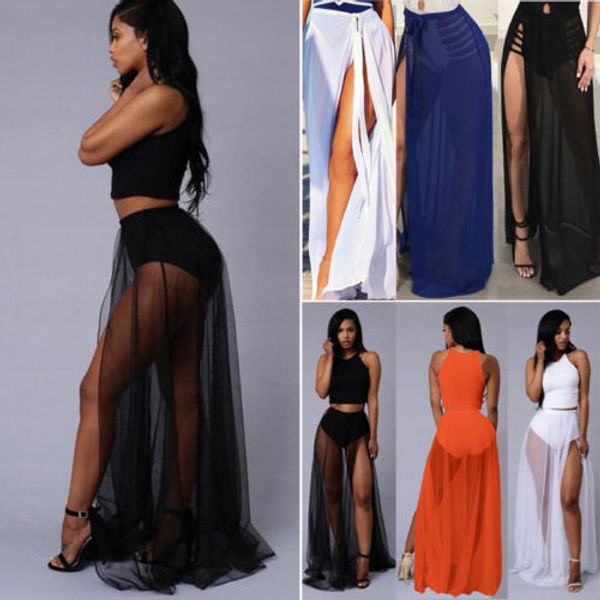 

womens summer boho long maxi evening party beach waist skirt sundress, Black