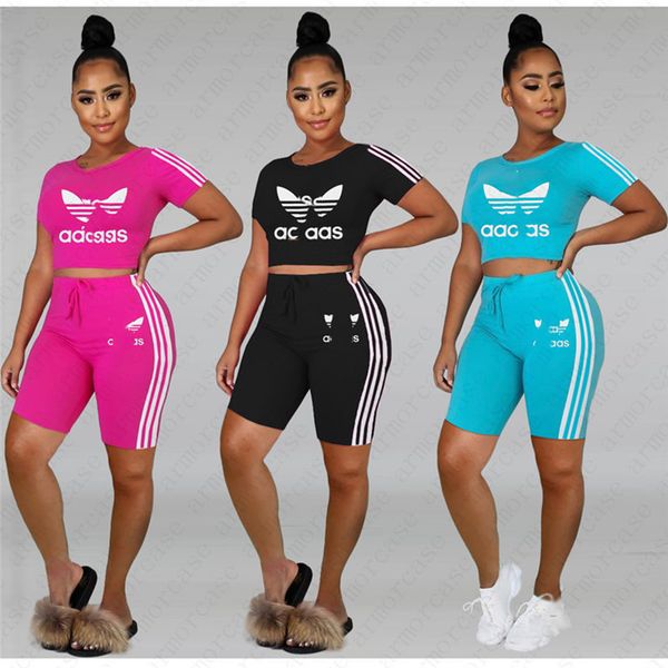 

summer tracksuit designer letters short sleeves t shirt shorts pants women two piece set outfits brand sports suit boutique new d52511, White