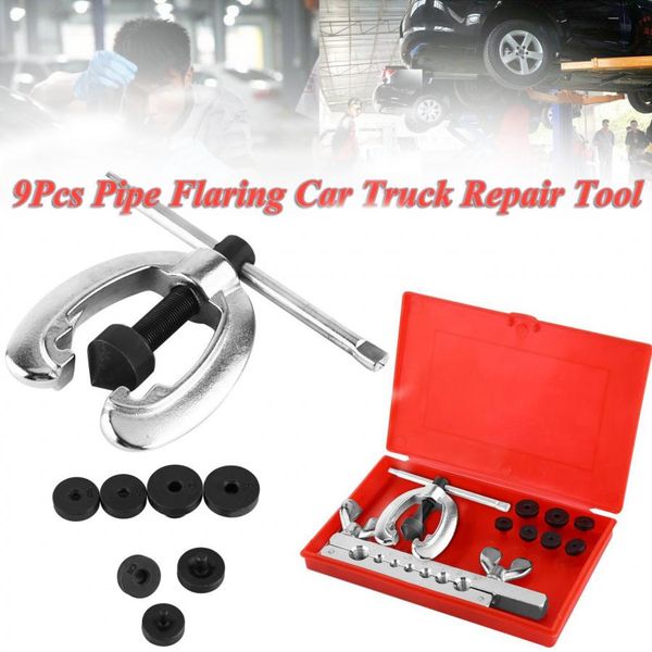 

9pcs pipe flaring tool kit tube repair flare includes clamp spreader dies tube flare tool