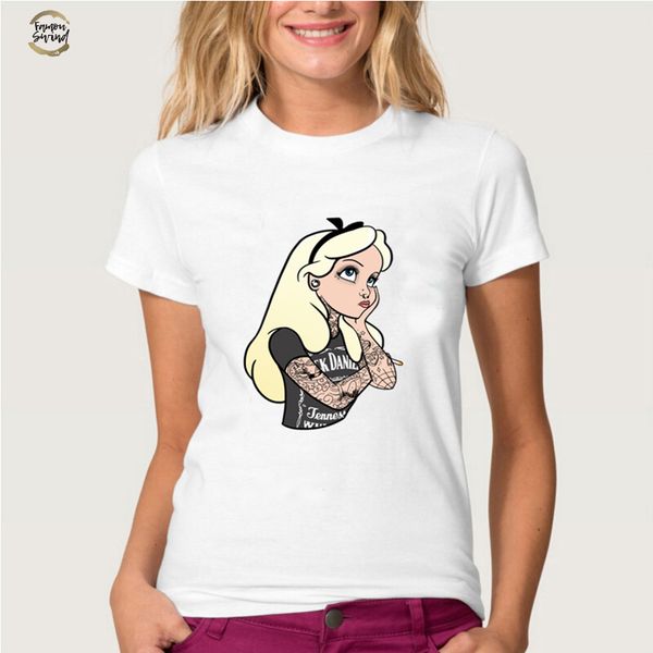 

2019 summer harajuku new womens t shirt cartoon snow white princess printed t shirts women summer punk tee clothing