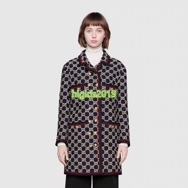 

high end women girls tweed bomber jacket patchwork lapel neck double breasted interlocking letter long sleeve coat fashion design outerwear, Black;brown