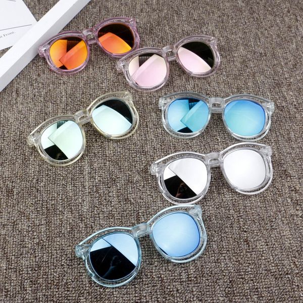 

glausa mirror lens sunglasses reflective children kids sun glasses boys girls transparent frame fashion trend uv protection, Blue