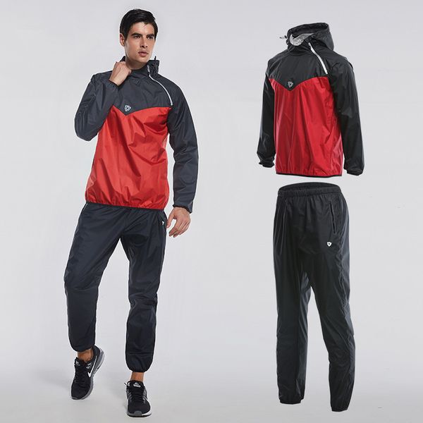 

2019 new sweat suit mens sports running suits fitness lose weight 2pcs yoga clothes gym sportswear fitness track training suits, Black;blue