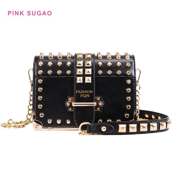 

pink sugao designer chain bag women shoulder bag 2020 new style purses with rivet lady phone bag crossbody bags pu leather fashion purses