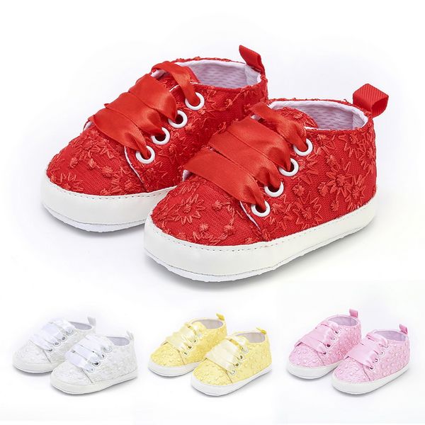 

wenyujh newborn lace shoes embroidery cloth shoes baby girl toddler bow flower footwear soft sole
