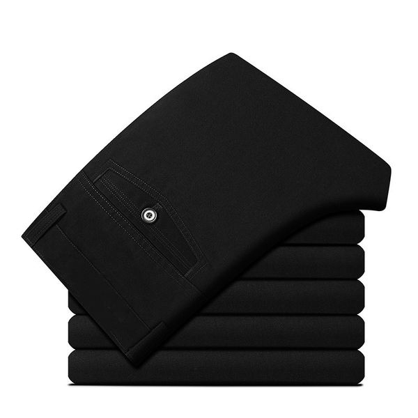 

qmgood 2019 new spring pants men business casual pants fashion solid color men's business suit trousers large size brand, Black