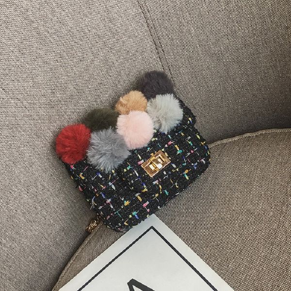 

cotton wool fur balls women's coin purse kids organizer wallet small phone pouch money bag carteira feminina for baby girls, White
