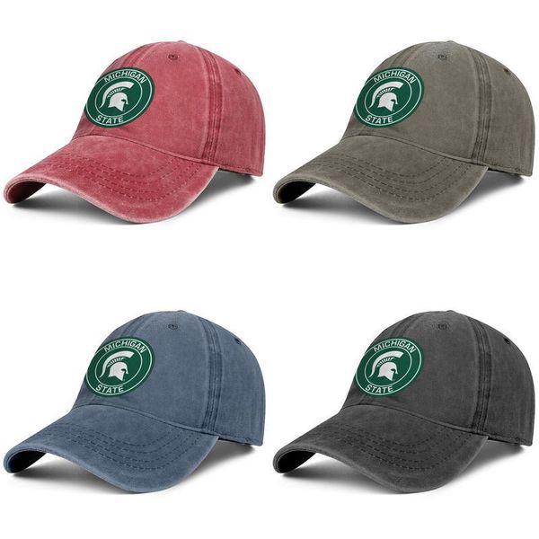

michigan state spartans round logo red mens and womens trucker denim cap design designer custom design your own vintage personalized, Blue;gray