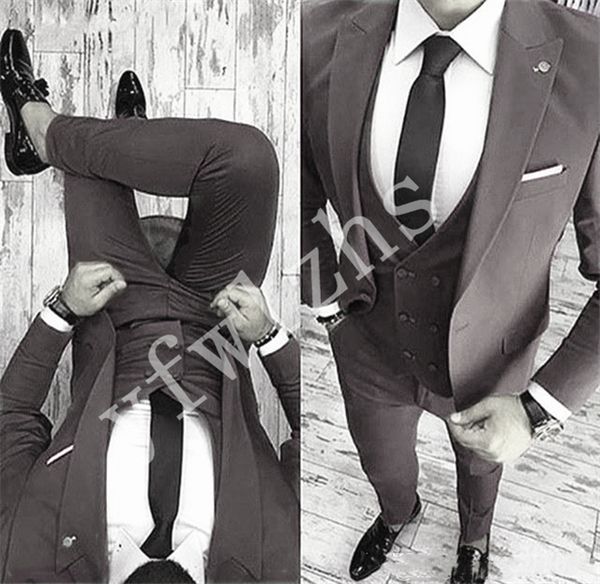 

handsome one button groomsmen peak lapel groom tuxedos mens wedding dress man jacket blazer prom dinner suits (jacket+pants+tie+vest) w128, Black;gray