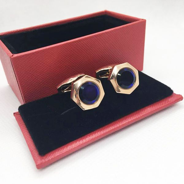 

Cufflinks copper Sleeve Nail Men Cuff link French's Cuff Color Cufflink 1 pair with blue crystal, Silver