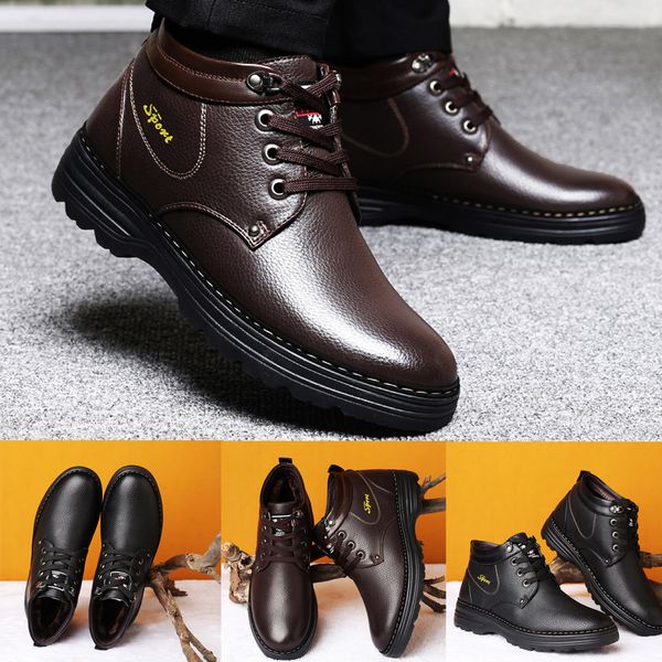 

fashion men's retro round head high-belt tooling cotton motorcycle boots, Black