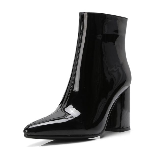 

2019 new women boots sliver gold women ankle boots pointed toe high heel metallic pumps female stiletto, Black