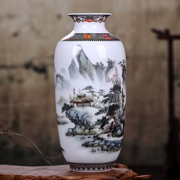 

ceramic vase jingdezhen high-grade antique chinese vase flower inserted living room home decoration craft gift ornaments