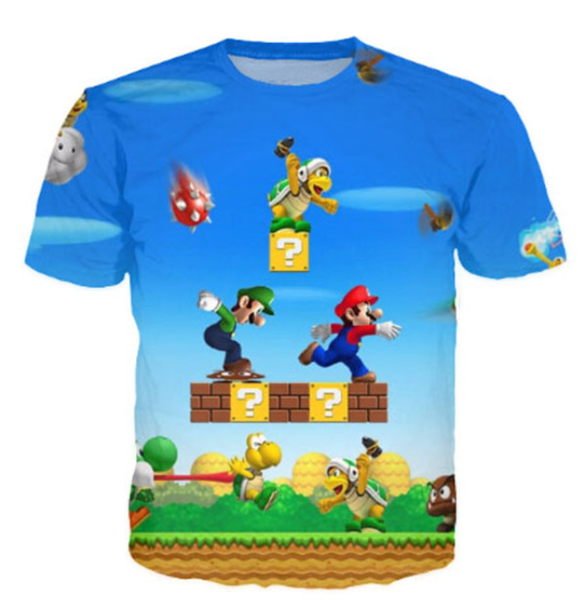 

2019 новые летние моды классический мультфильм super mario мужчины женщины толстовка 3d печати футболка унисекс с коротким рукавом топ пулов, White;black