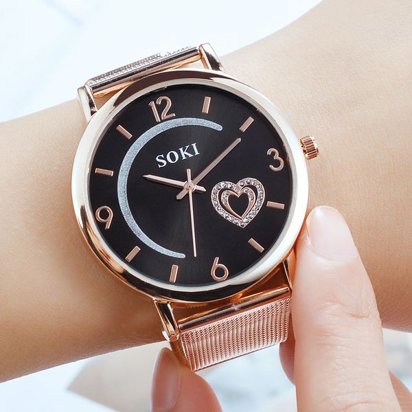 

soki new 2019 fashion часы high-end качества женщин браслет сплава кварцевые наручные часы da donna часы оптом, Slivery;brown