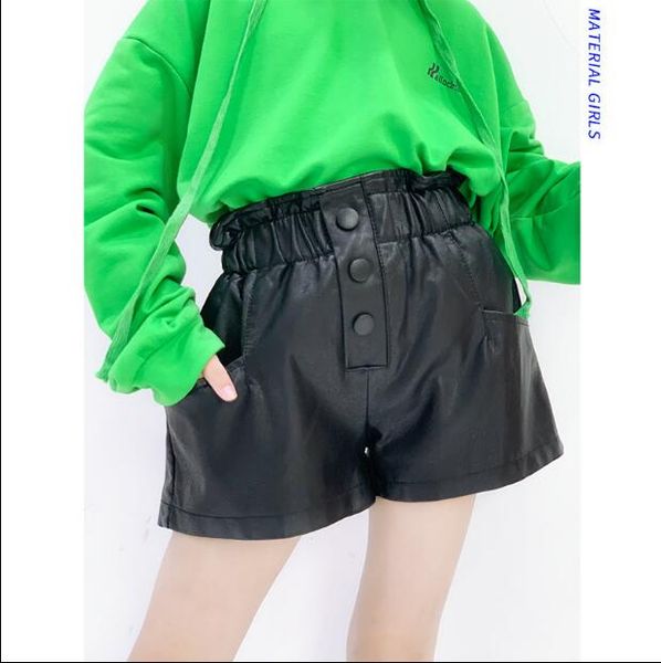 

2019 new wholesale girls leather shorts auutmn winter fashion girls shorts 3-8t c258, Black