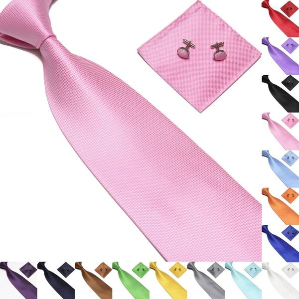 

2018 20 colors casual mens ties silk jacquard woven pink silk ties cufflinks neck tie set new for men wedding business party, Blue;purple