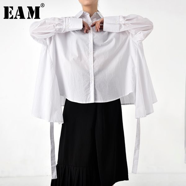

special benefits [eam] women ribbon oversize asymmetrical blouse new lapel long sleeve shirt fashion spring autumn 2020 jo5590, White