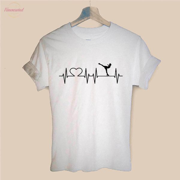 

лето lace моды heartbeat катание на коньках фигуристка женщины футболки новый напечатали короткий рукав хлопок девушки женской одежды топы, White
