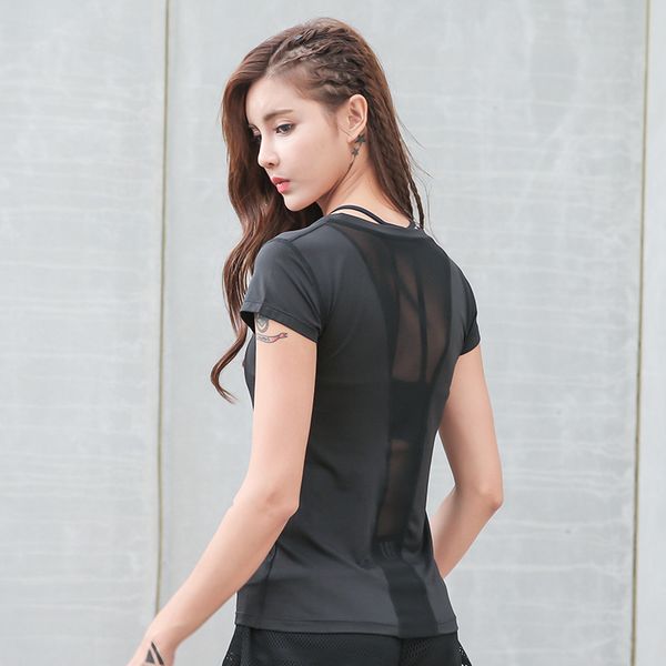 

black quick dry short sleeve mesh sports t-shirts women t shirts tights yoga shirt workout sport gym fitness women, White;red