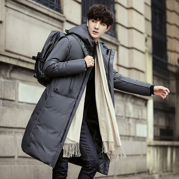 

2018 южная корея новый стиль вниз куртка женщин средней длины армии workwear пары большой меховой воротник корейский стиль сыпучие толстые б, Black
