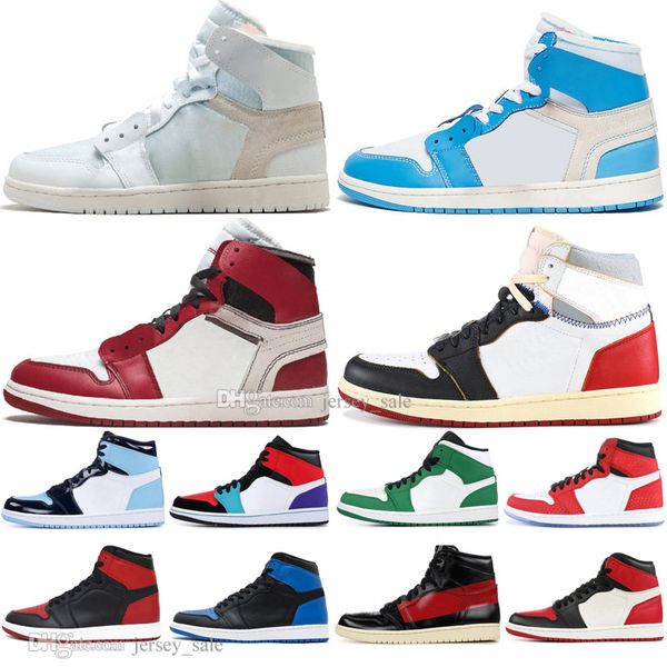 

1 mid og banned bred toe spider-man unc 1s 3 men basketball shoes chicago royal blue white mens luxury designer sneakers sport