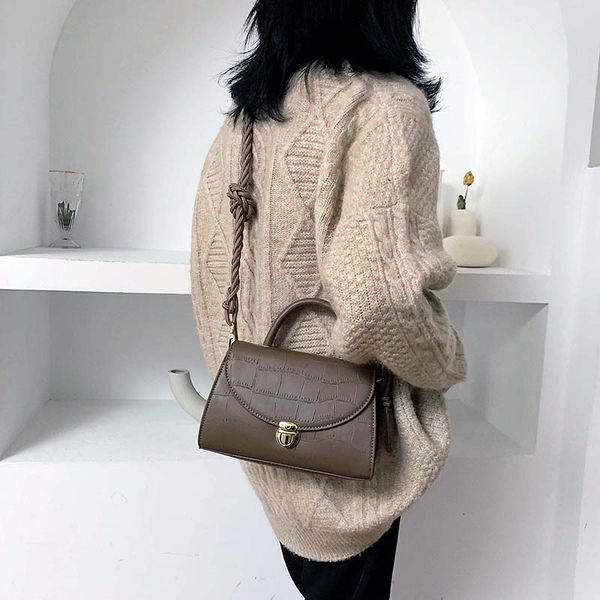 

fashion pu leather stone pattern weaving crossbody bags for women shoulder messenger bag lady travel purses and handbags