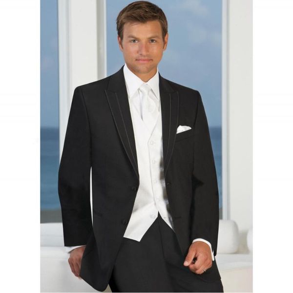 

dark black white vest men suit groomsmen tuxedos 3 piece suit wedding suits for man clothing (jacket+pants+vest) a052, White;black