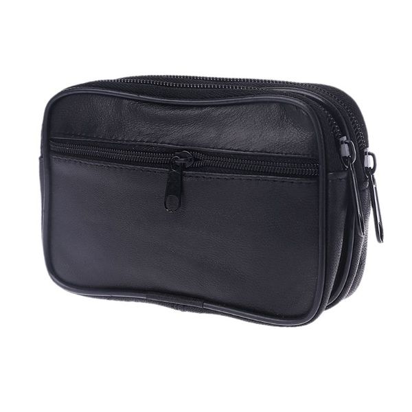 

women genuine leather coin card wallet pouch mini purse zipper small change bag, Red;black