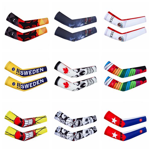 

sweden mexico cycling arm sleeve warmer men sun protection mtb bike arm cover basketball germany russia sport bicycle oversleeve, Black;gray